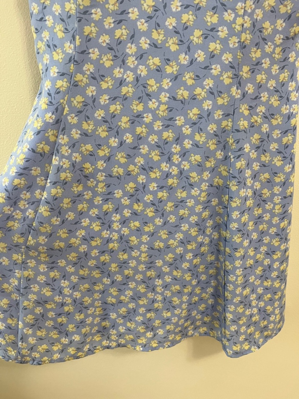 Lily Rose Blue Mini Dress with White Floral Print Babydoll Milkmaid Lined Large - Picture 4 of 13